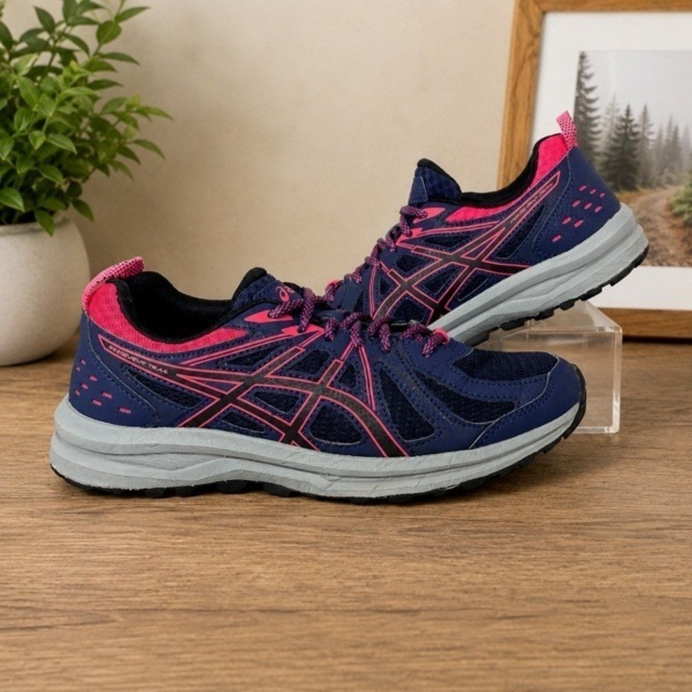 ASICS Frequent Trail Women's 6.5 Navy Pink Trail Running Shoes 1012A022